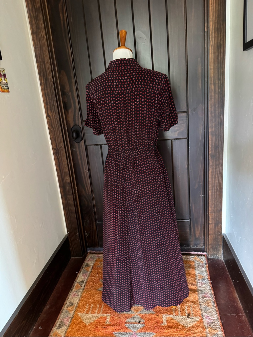 J.Crew Cerise Floral Crepe Chine Button-Front Burgundy Polka Dot Shirt Dress - Picture 5 of 9